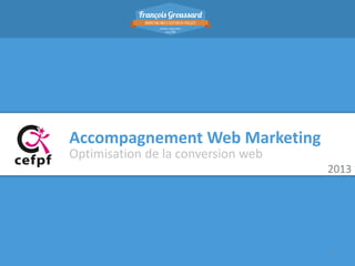 Accompagnement Web Marketing
Optimisation de la conversion web
2013

1

 