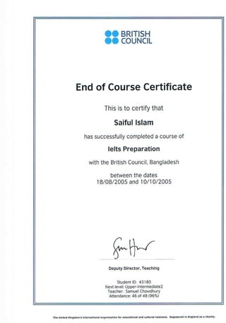Accomplishment certificate british_council