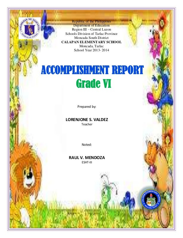 Accomplishment report: Grade six
