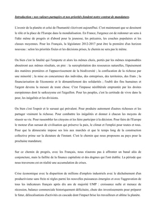 Introduction : nos valeurs partagées et nos priorités fondent notre contrat de mandature.


L'avenir de la planète et celu...