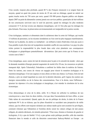 Crise sociale, toujours plus profonde, quand 40 % des Français renoncent à se soigner faute de
moyens, quand un quart des ...