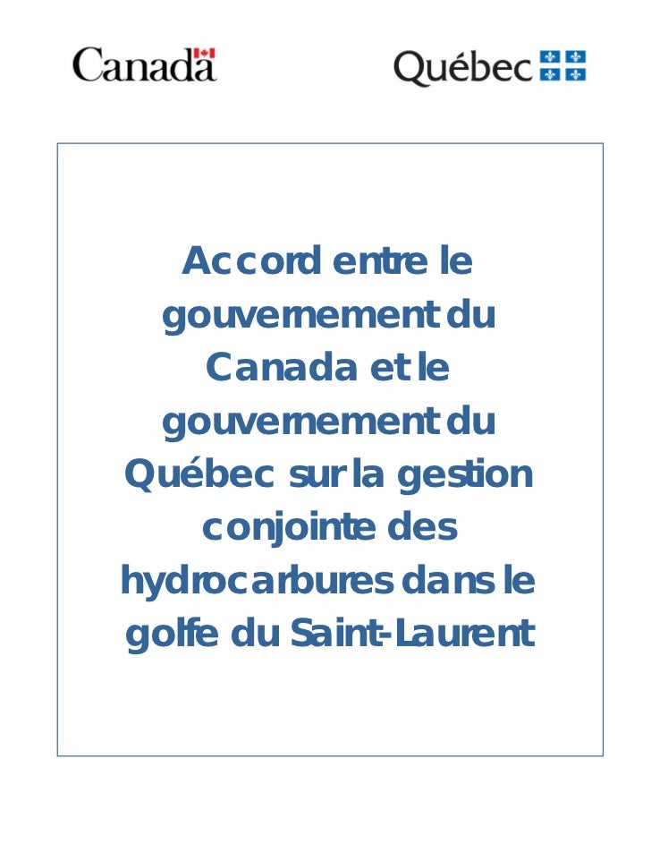 Accord entre le gouvernement du Canada et le gouvernement du Québec s…