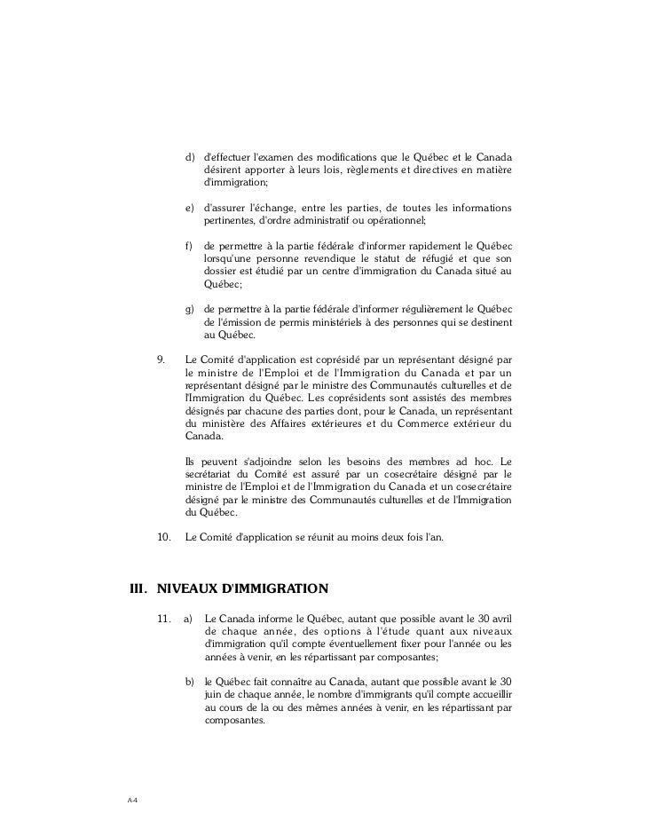 Accord canadaquebecimmigrationfrancais