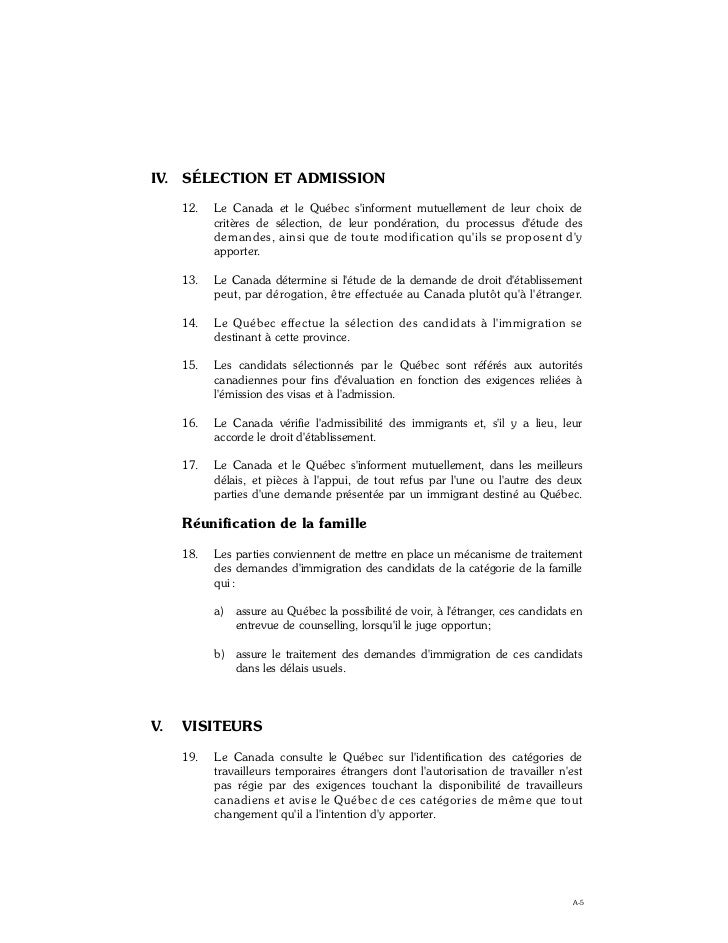 Accord canadaquebecimmigrationfrancais