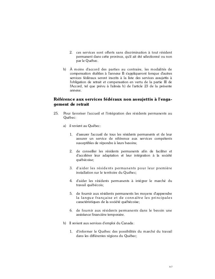 Accord canadaquebecimmigrationfrancais