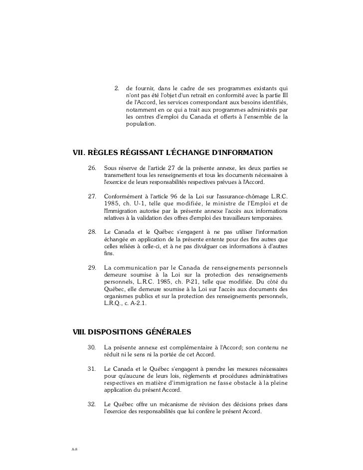 Accord canadaquebecimmigrationfrancais