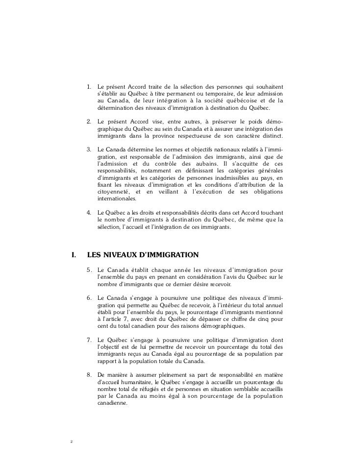 Accord canadaquebecimmigrationfrancais