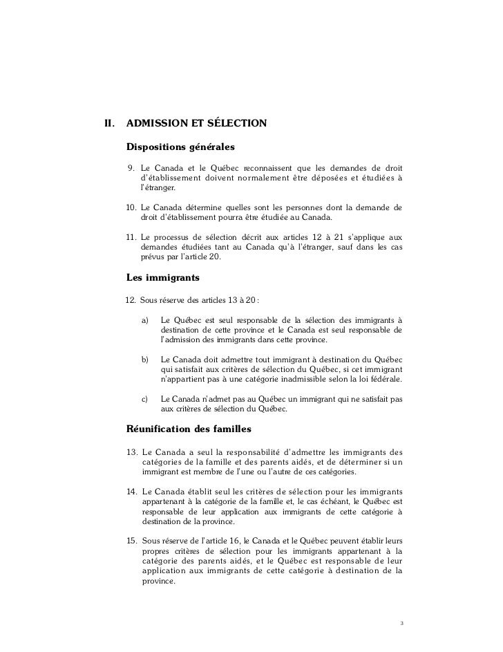 Accord canadaquebecimmigrationfrancais