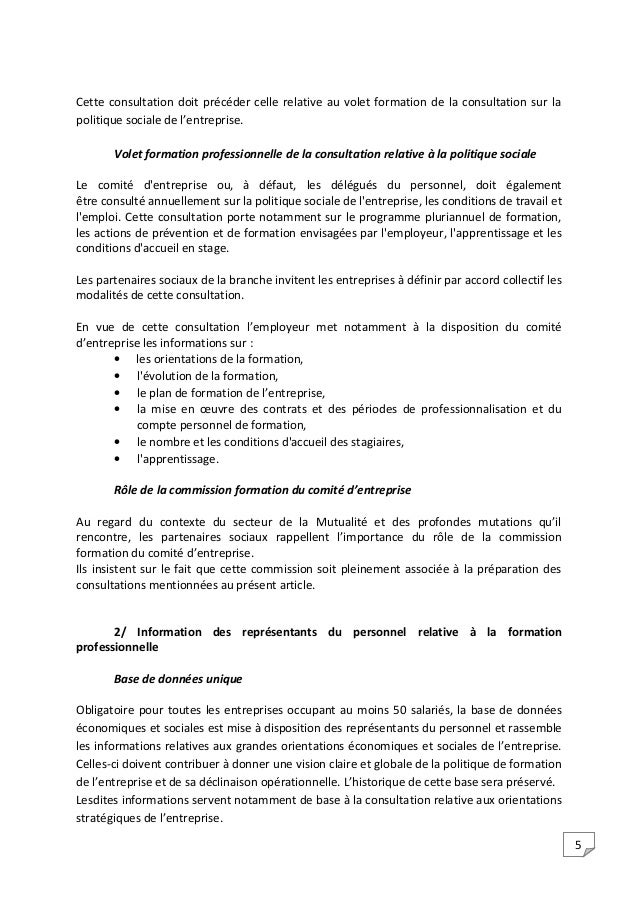 Idcc 2128 Accord Sur Le Role Des Irp En Matiere De Formation Professi