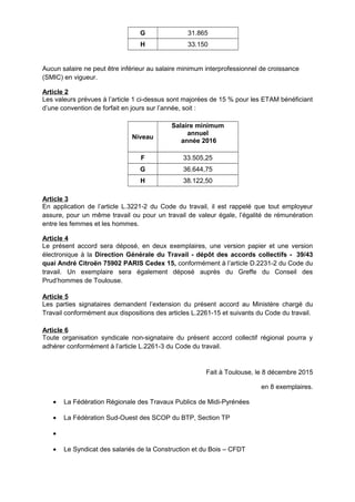 G 31.865
H 33.150
Aucun salaire ne peut être inférieur au salaire minimum interprofessionnel de croissance
(SMIC) en vigue...