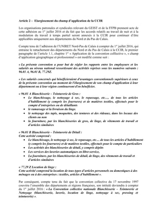 Article 2 – Elargissement du champ d’application de la CCIR
Les organisations patronales et syndicales relevant du GEIST e...
