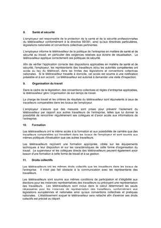 Accord cadre européen sur le télétravail