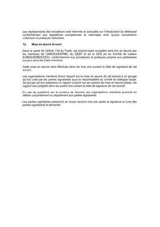 Accord cadre européen sur le télétravail