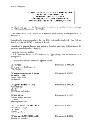 Branche Maroquinerie
ACCORD NATIONAL RELATIF A L'AFFECTATION
D'UNE PARTIE DES FONDS DE
PROFESSIONNALISATION AUX
CENTRES DE...
