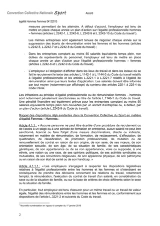 Convention Collective Nationale Sport Accord
égalité Hommes Femmes 04122015
mesures permettant de les atteindre. A défaut ...