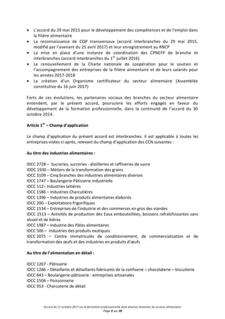 Accord du 11 octobre 2017 sur la formation professionnelle dans diverses branches du secteur alimentaire
Page 3 sur 18
 L...