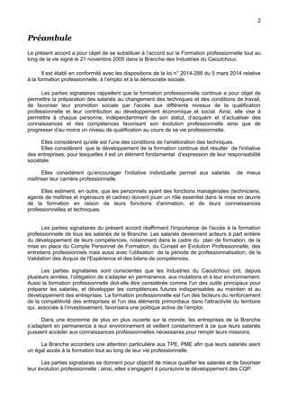 Préambule
Le présent accord a pour objet de se substituer à l’accord sur la Formation professionnelle tout au
long de la v...
