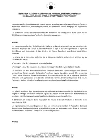 2
FEDERATION FRANCAISE DE LA BIJOUTERIE, JOAILLERIE, ORFEVRERIE, DU CADEAU
DES DIAMANTS, PIERRES ET PERLES ET ACTIVITES QU...