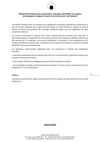 3
FEDERATION FRANCAISE DE LA BIJOUTERIE, JOAILLERIE, ORFEVRERIE, DU CADEAU
DES DIAMANTS, PIERRES ET PERLES ET ACTIVITES QU...