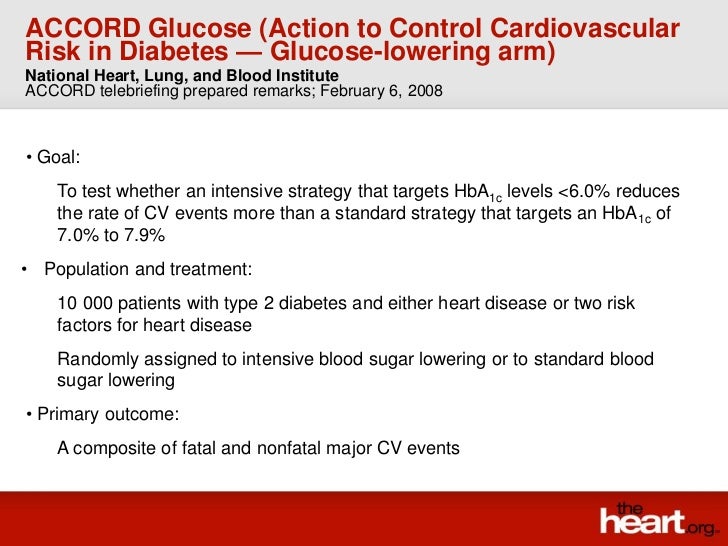 ACCORD Glucose trial Summary & Results