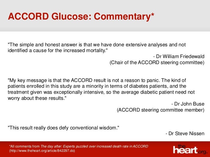 ACCORD Glucose trial Summary & Results