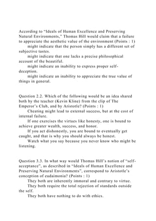 According to Ideals of Human Excellence and Preserving Natural En.docx