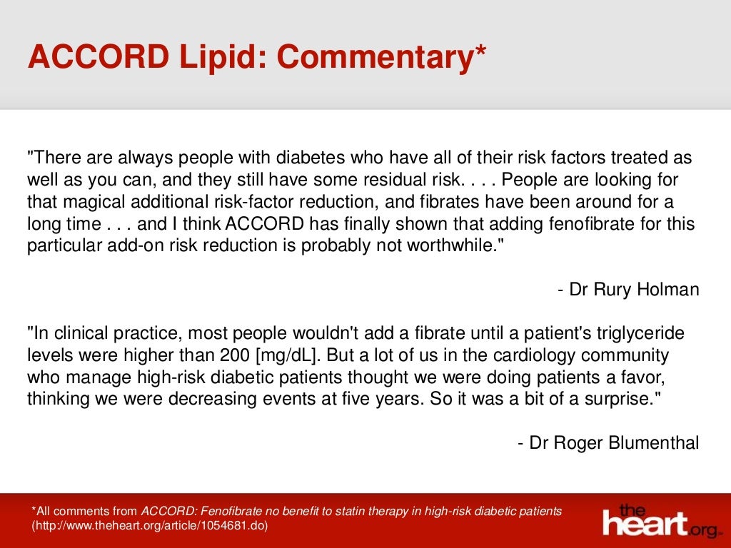 ACCORD Lipid trial Summary & Results