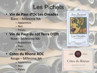 Les PichetsVin de Pays d’Oc Les OreadesBlanc – Millesime NAApparence: