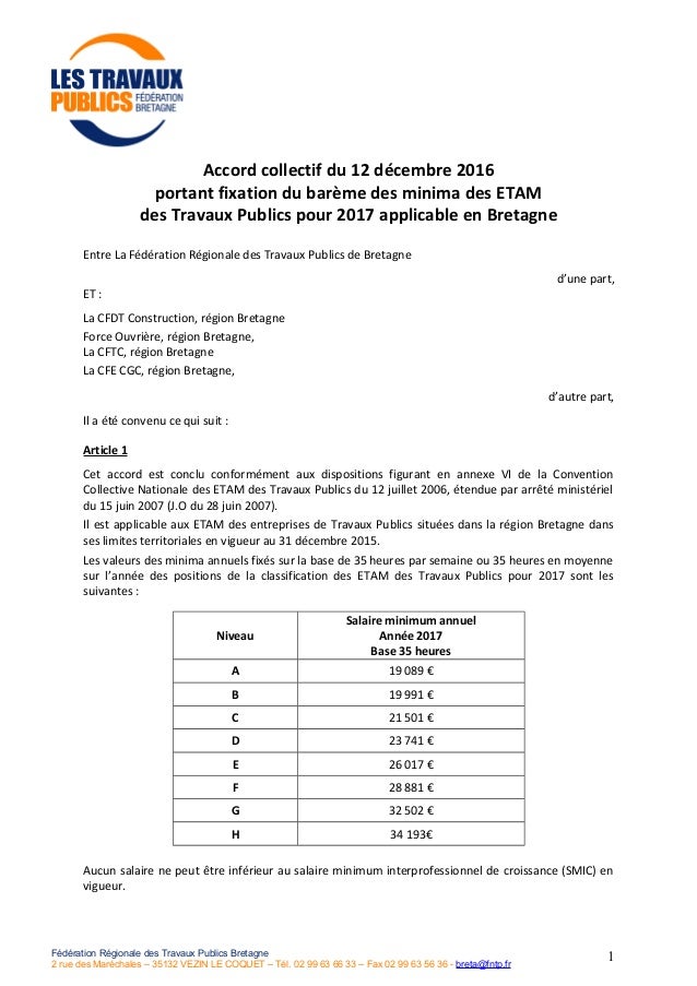 Idcc 2614 Accord Fixant Le Bareme Des Salaires Minima Des