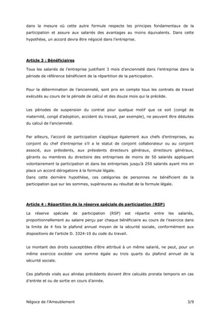 Négoce de l’Ameublement 3/9
dans la mesure où cette autre formule respecte les principes fondamentaux de la
participation ...