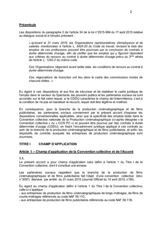 2
Préambule
Les dispositions du paragraphe 2 de l’article 34 de la loi n°2015-994 du 17 août 2015 relative
au dialogue soc...