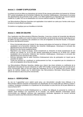 Article 2 – CHAMP D’APPLICATION
Le présent accord se réfère aux dispositions de l’article 29 des clauses particulières de ...