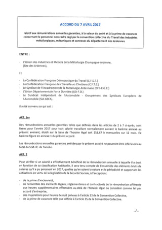 idcc 827 Valeur du point dans la métallurgie des Ardennes