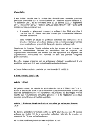 Préambule :
Il est d’abord rappelé que le barème des rémunérations annuelles garanties
(RAG) de branche tel qu’il a succes...