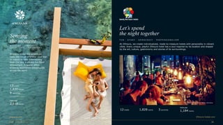 Let’s spend
the night together
At 25hours, we create individualized, made-to-measure hotels with personality in vibrant
cities. Every unique, playful 25hours hotel has a soul inspired by its location and shaped
by the art, culture, gastronomy and stories of its surroundings.
F U N · S T O R Y · D E M O C R A C Y · P R O F E S S I O N A L I S M
angsana.com
Angsana brings the adventure
back into travel whatever your age
or reason to visit. Intertwining
local chic and a vibrant fun-filled
atmosphere, Angsana offers
amazing destination playgrounds
across the world.
Sensing
the moment
B O N D I N G · V I B R A N T
L O C A L C H I C · A D V E N T U R E
13 hotels
1,630 rooms
8 countries
PIPELINE
2,818 rooms
Angsana Velavaru, The Maldives
12 hotels 1,828 rooms 3 countries
PIPELINE
1,184 rooms
25hours-hotels.com
25hours Hotel Bikini Berlin, Germany
 