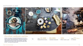 R E S T A U R A N T S & B A R S
At Accor, our mission is to make F&B the heart and soul of our
hotels by thinking like restaurateurs and delivering an experience
that is excellent, relevant and authentic. Doing this will help us
create venues that are not simply “hot and trendy,” but rather
essential to the very fabric of the cities and communities where
we live – for locals and travellers alike.
Excellent, authentic and fun
Over 10,000
Restaurants and bars
80,000
Talented employees
Sofitel Sydney Darling Harbour - AustraliaFairmont Miramar Hotel and Bungalows, Santa Monica, USA Novotel Istanbul Bosphorus, Istanbul, Turkey
200
Million meals a year
Over €5 Billion
In revenue
 