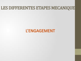 LES DIFFERENTES ETAPES MECANIQUES
L’ENGAGEMENT
 