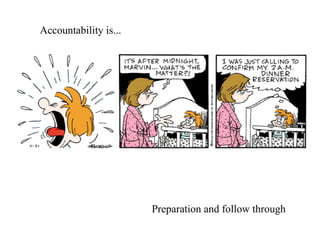 Accountability is... Preparation and follow through 
