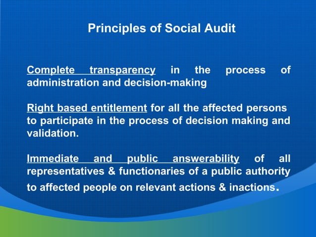 Accountability & transparency and good governance 28 08-2011