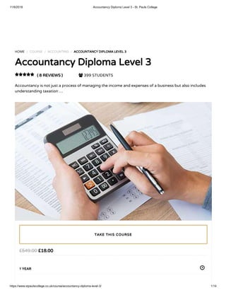 Accountancy Diploma Level 3 - St Pauls College