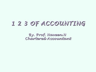 1 2 3 OF ACCOUNTING

    By. Prof. Naveen.N
   Chartered Accountant
 