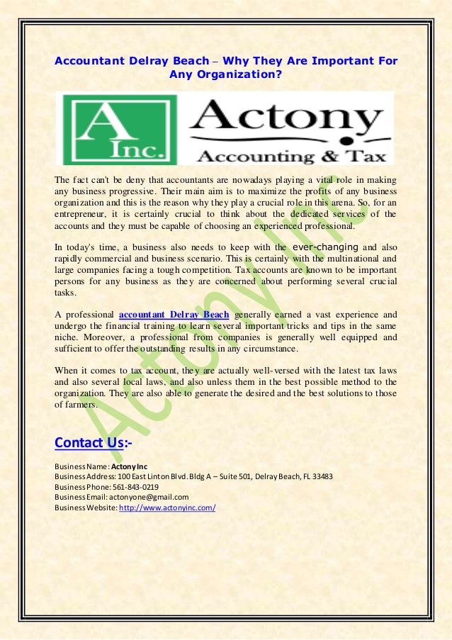 Accountant delray beach why they are important for any organization