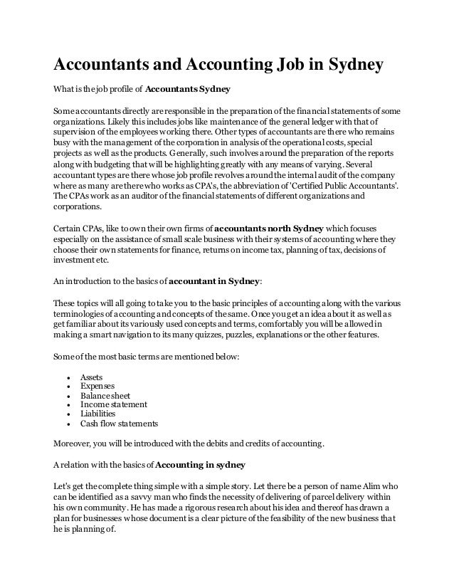 Accountants and accounting job in sydney