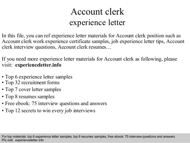 interview questions and answers free download pdf and ppt file account clerk experience letter