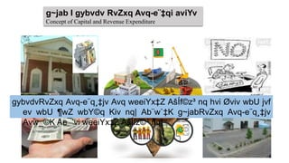 g~jab I gybvdv RvZxq Avq-e¨‡qi aviYv
Concept of Capital and Revenue Expenditure
gybvdvRvZxq Avq-e¨q¸‡jv Avq weeiYx‡Z AšÍf©z³ nq hvi Øviv wbU jvf
ev wbU ¶wZ wbY©q Kiv nq| Ab¨w`‡K g~jabRvZxq Avq-e¨q¸‡jv
Avw_©K Ae¯’vi weeiYx‡Z AšÍfz©³ nq|
 