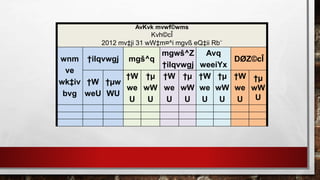 AvKvk mvwf©wms
Kvh©cÎ
2012 mv‡ji 31 wW‡m¤^i mgvß eQ‡ii Rb¨
wnm
ve
wk‡iv
bvg
†iIqvwgj mgš^q
mgwš^Z
†iIqvwgj
Avq
weeiYx
DØZ©cÎ
†W
weU
†µw
WU
†W
we
U
†µ
wW
U
†W
we
U
†µ
wW
U
†W
we
U
†µ
wW
U
†W
we
U
†µ
wW
U
 
