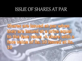 ISSUE OF SHARES AT PAR
 