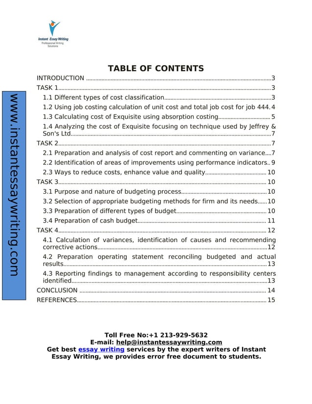 Sample Report on Management accounting by Experts