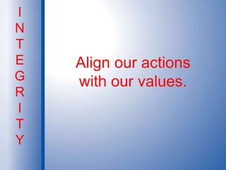 INTEGRITYAlign our actions with our values.