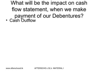 What will be the impact on cash flow statement, when we make payment of our Debentures? Cash Outflow  